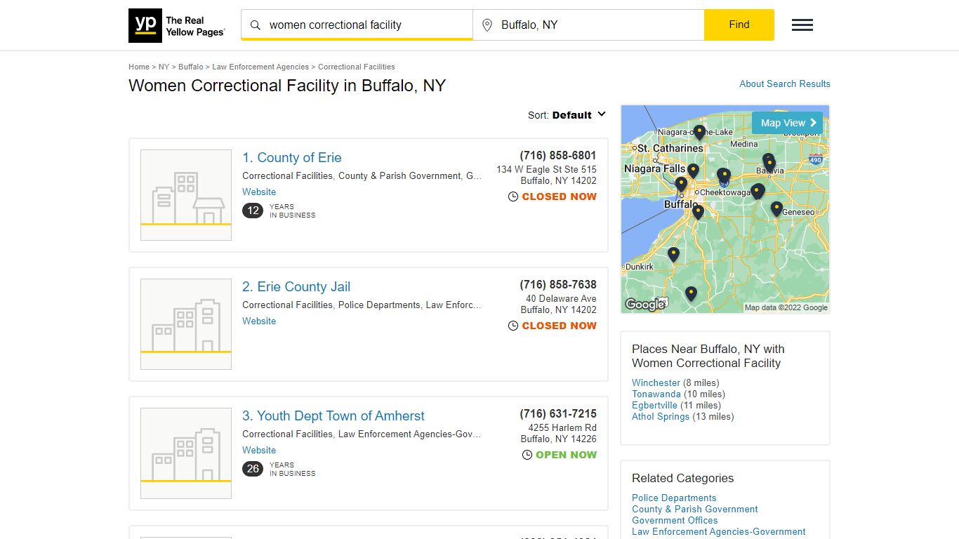 Women Correctional Facility in Buffalo, NY - Yellow Pages